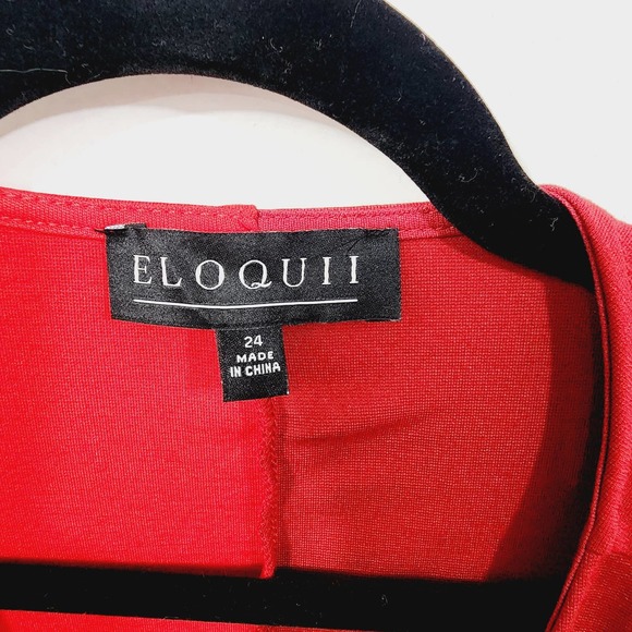 ELOQUII Colorblock Wrap Top Red Goji Berry Stretch Knit NWT Womens Size Plus 24W - Picture 7 of 14